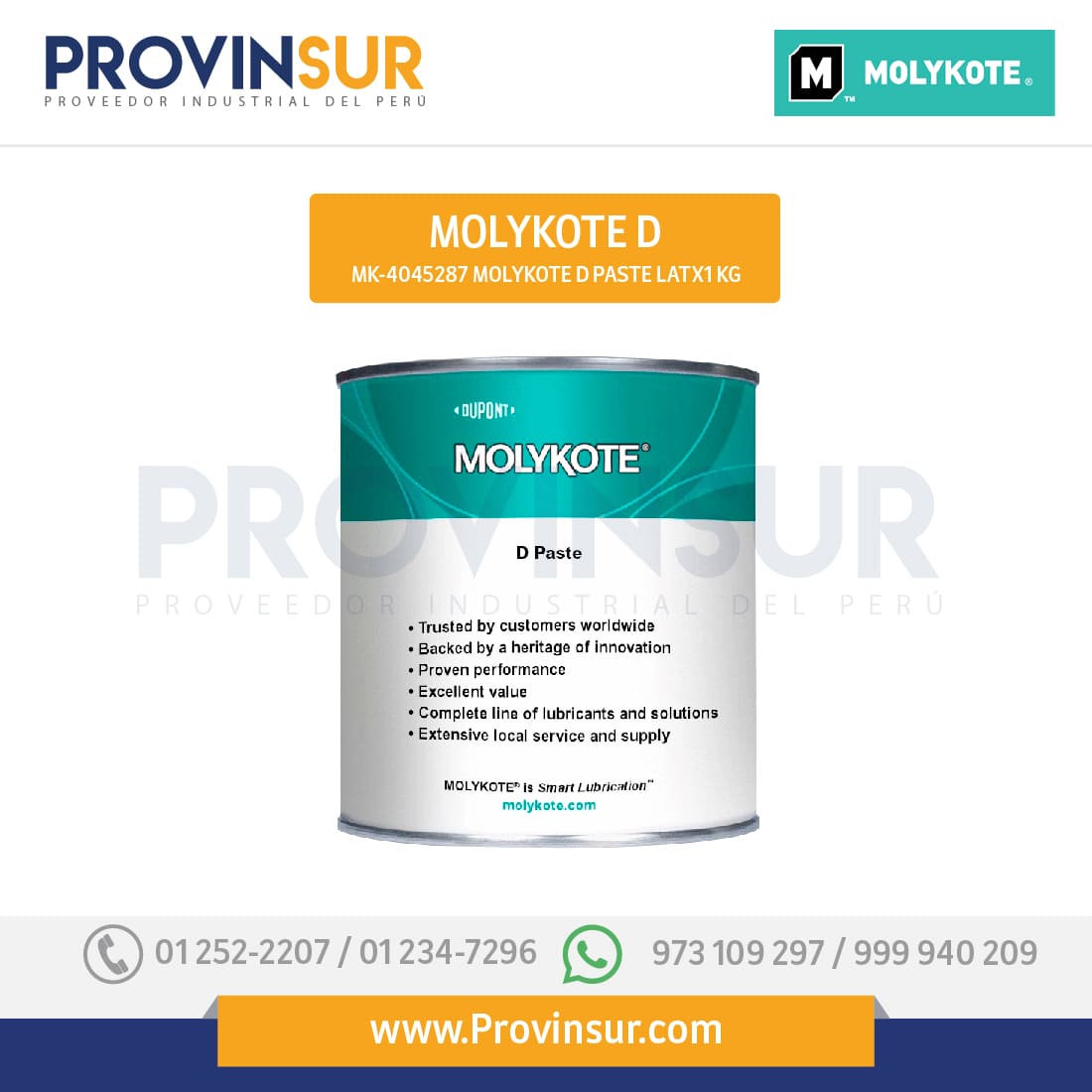 Lubricante sólido 1 kg Molykote D Paste 1 Lubricante sólido 1 kg Molykote D Paste