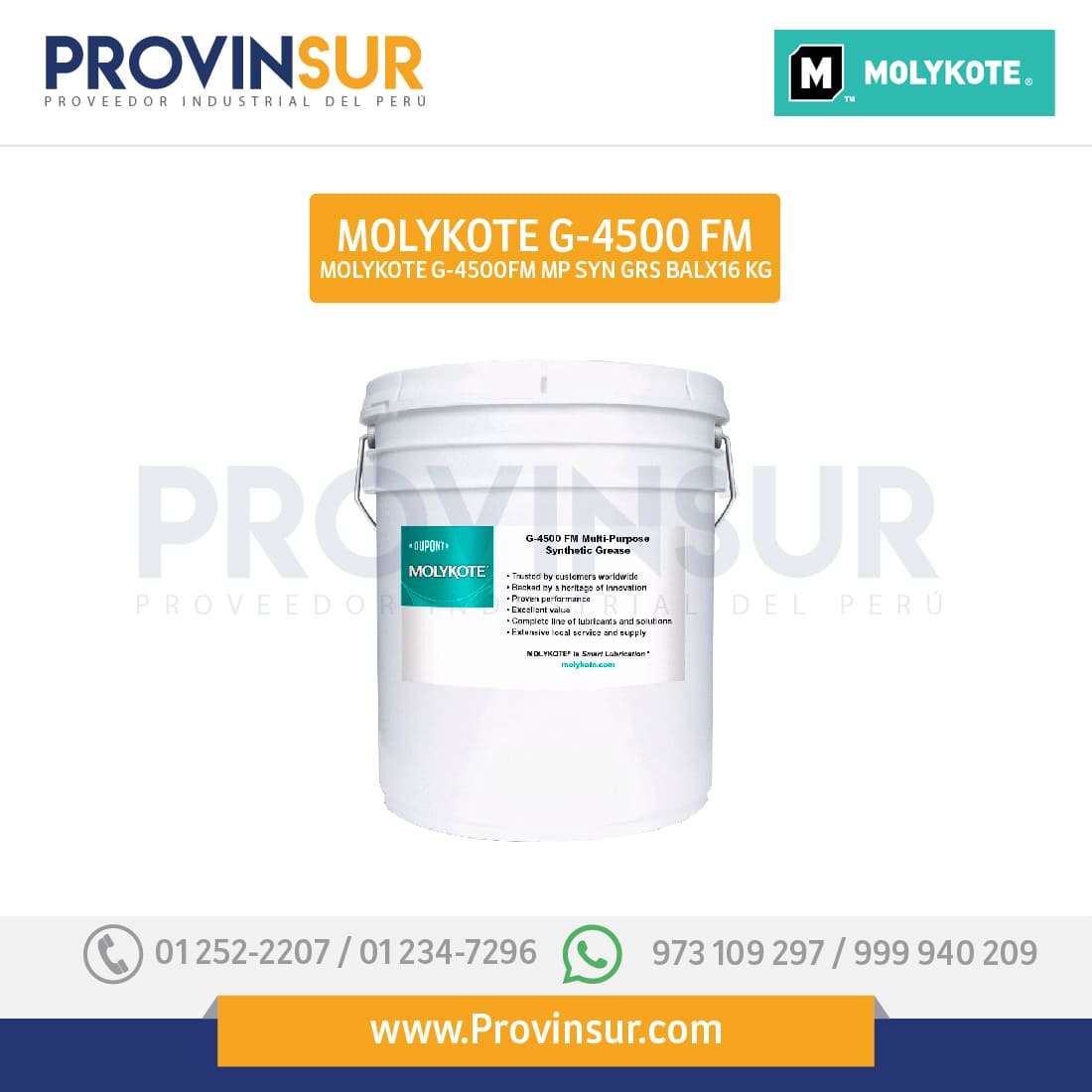 Grasa sintética 16 kg Molykote G-4500 FM 1 Grasa sintética 16 kg Molykote G-4500 FM