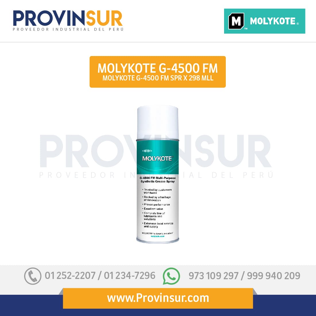 Grasa sintética 298ml Molykote G-4500 FM 1 Grasa sintética 298ml Molykote G-4500 FM