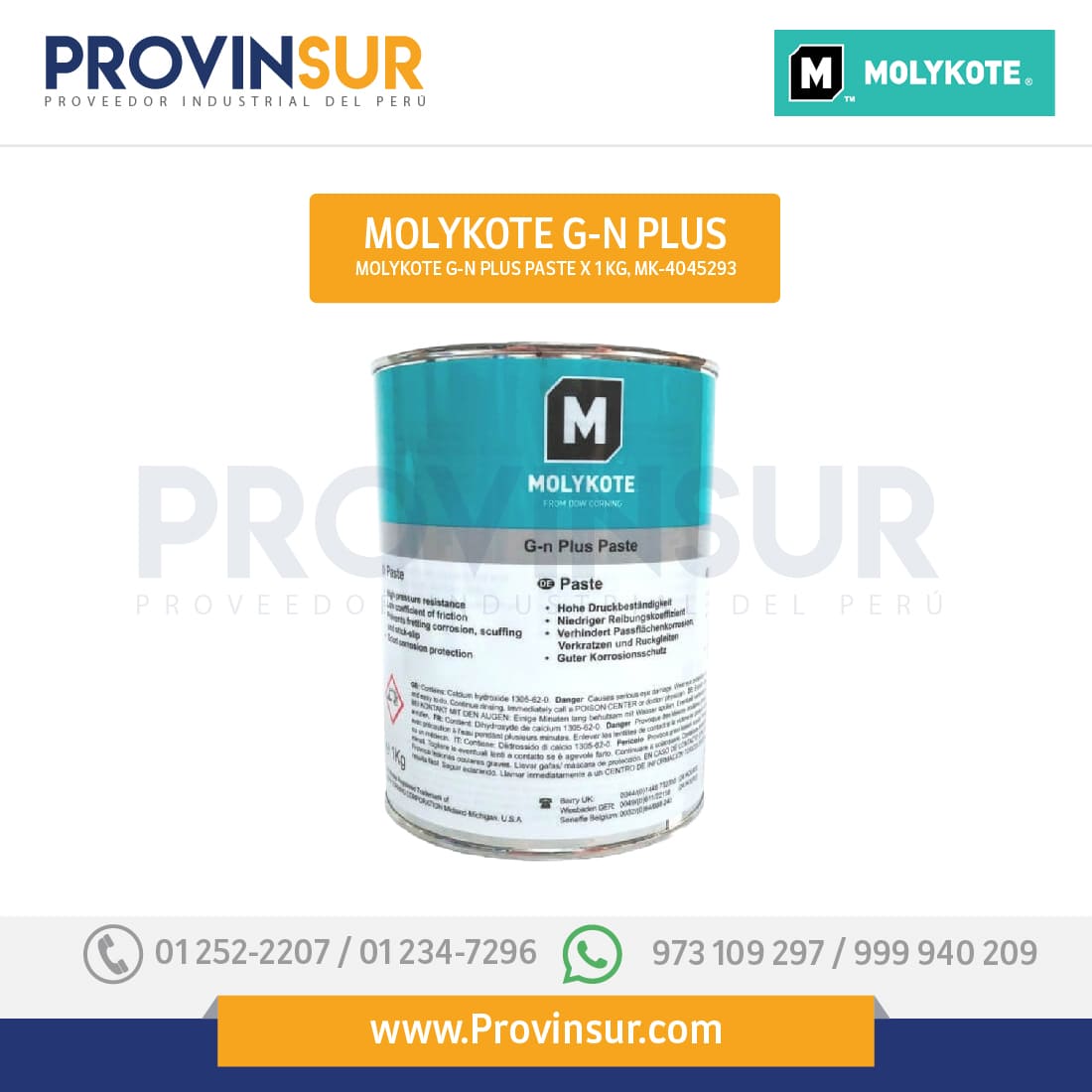 Pasta lubricante solida 1 kg Molykote G-N Plus 1 Pasta lubricante solida 1 kg Molykote G-N Plus