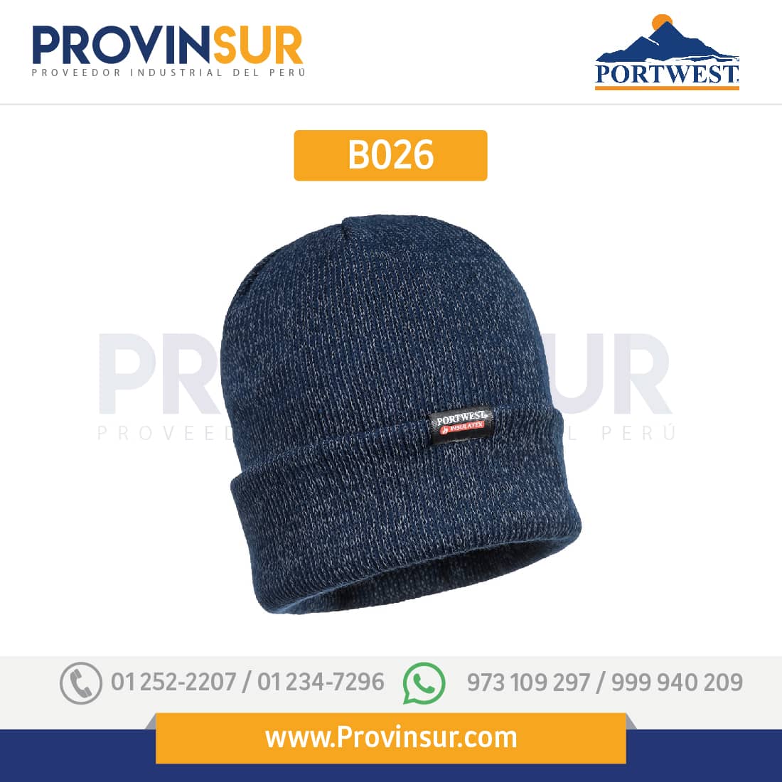 Gorro reflectante de punto, con forro de Insulatex B026 Portwest 2 Gorro reflectante de punto, con forro de Insulatex B026 Portwest