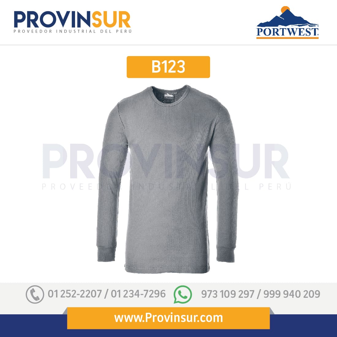 Camiseta térmica de manga larga B123 Portwest 5 Camiseta térmica de manga larga B123 Portwest