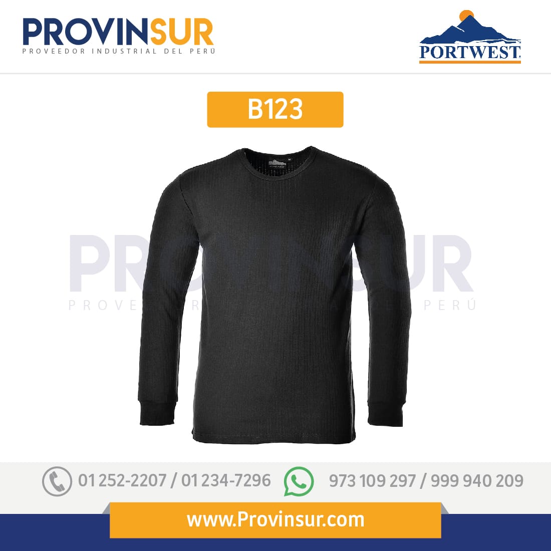 Camiseta térmica de manga larga B123 Portwest 1 Camiseta térmica de manga larga B123 Portwest