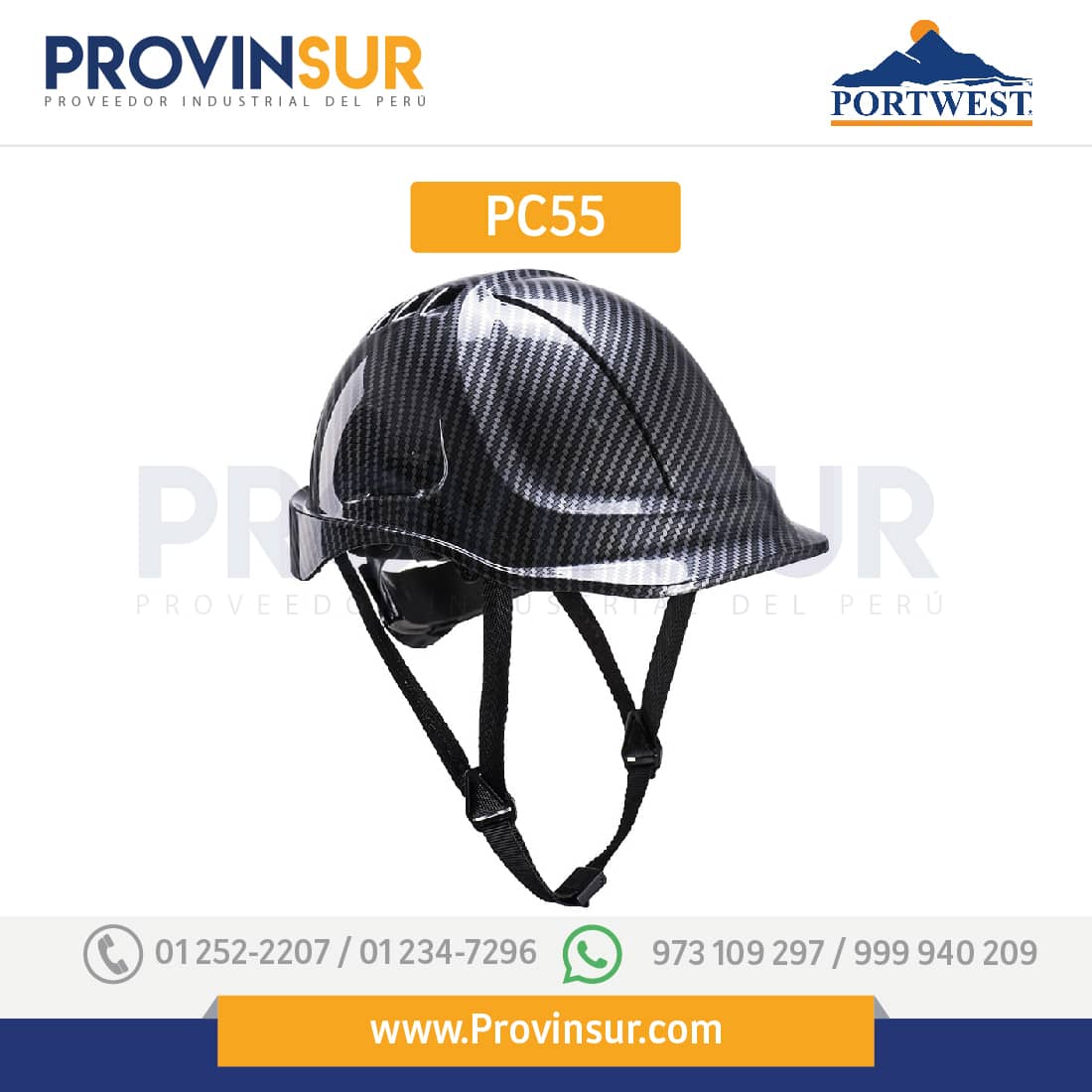 Casco Endurance con aspecto de fibra de carbono PC55 Portwest 1 Casco Endurance con aspecto de fibra de carbono PC55 Portwest