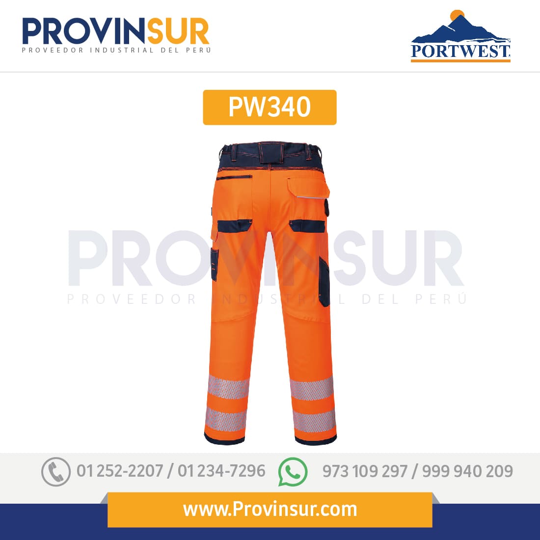 Pantalones de trabajo de alta visibilidad PW3 PW340 Portwest 4 Pantalones de trabajo de alta visibilidad PW3 PW340 Portwest