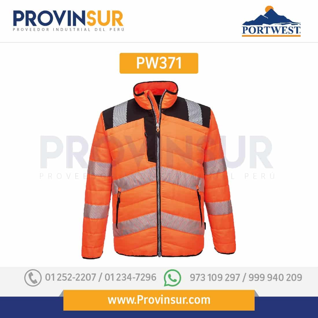 Chaqueta acolchada de alta visibilidad PW3 PW371 Portwest 1 Chaqueta acolchada de alta visibilidad PW3 PW371 Portwest
