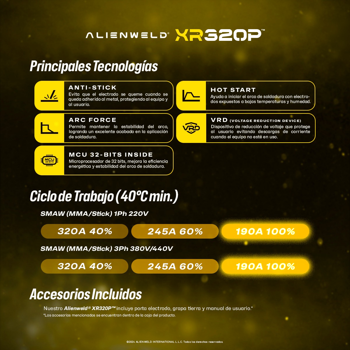 Maquina de solda XR320P AlienWeld ( 320 amperios) (Procesos: Electrodo y TIG ) 4 Venta de Maquina de soldar SMAW GTAW 320 amperios alienweld xr320p Provinsur Importador Distribuidor Mayorista 3 Lima Peru