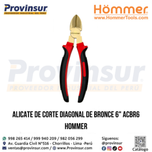 ALICATE DE CORTE DIAGONAL DE BRONCE 6" ACBR6 HOMMER