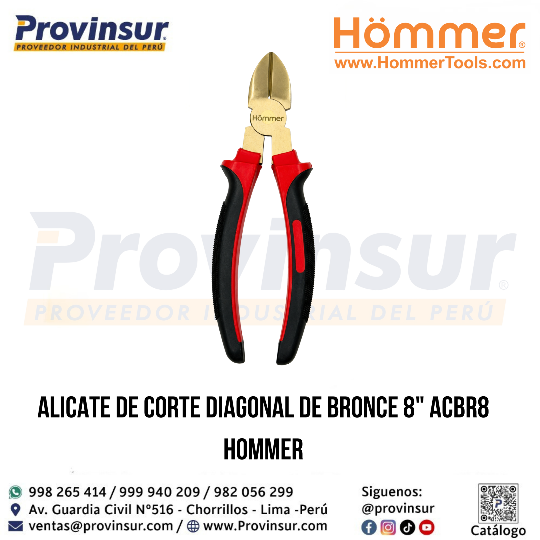 ALICATE DE CORTE DIAGONAL DE BRONCE 8" ACBR8 HOMMER 1 ALICATE DE CORTE DIAGONAL DE BRONCE 8" ACBR8 HOMMER