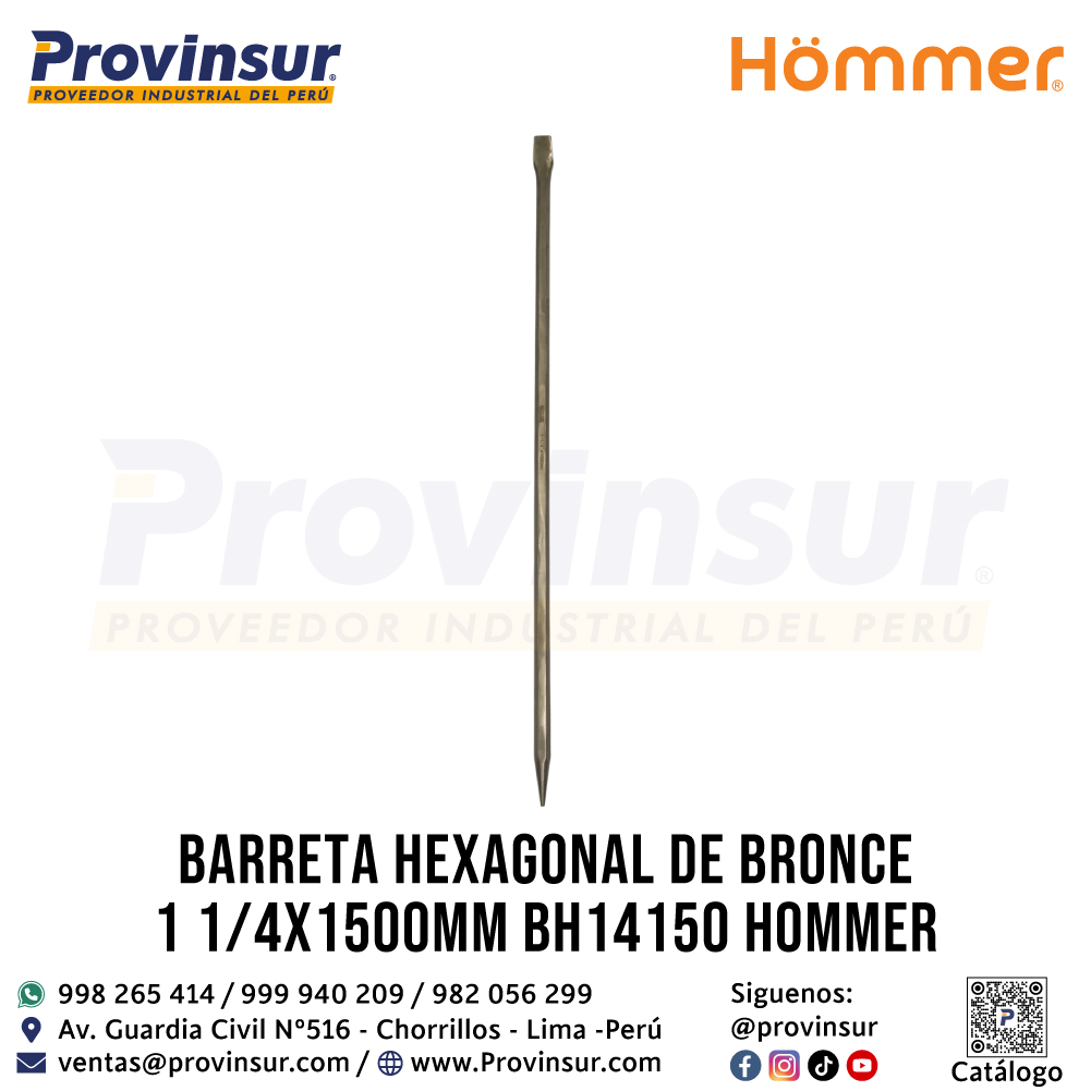 BARRETA HEXAGONAL DE BRONCE 1 1/4"X1500mm BH14150 HOMMER 1 BARRETA HEXAGONAL DE BRONCE 1 1/4"X1500mm BH14150 HOMMER