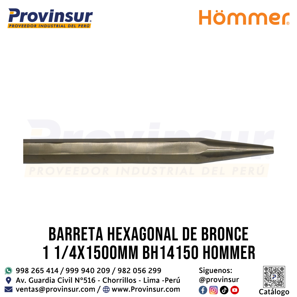 BARRETA HEXAGONAL DE BRONCE 1 1/4"X1500mm BH14150 HOMMER 2 BARRETA HEXAGONAL DE BRONCE 1 1/4"X1500mm BH14150 HOMMER