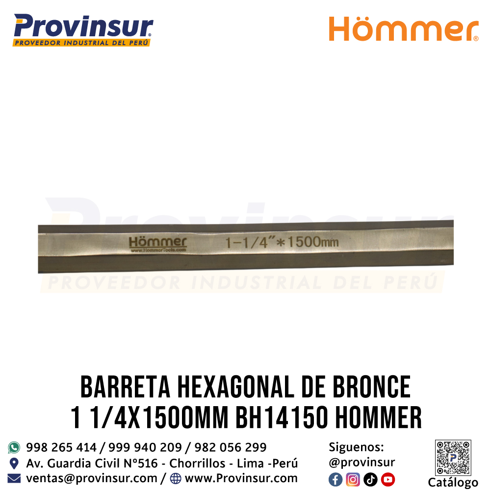 BARRETA HEXAGONAL DE BRONCE 1 1/4"X1500mm BH14150 HOMMER 3 BARRETA HEXAGONAL DE BRONCE 1 1/4"X1500mm BH14150 HOMMER