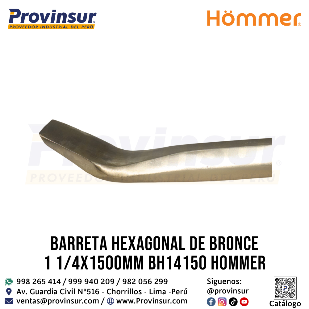 BARRETA HEXAGONAL DE BRONCE 1 1/4"X1500mm BH14150 HOMMER 4 BARRETA HEXAGONAL DE BRONCE 1 1/4"X1500mm BH14150 HOMMER