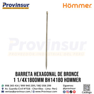 Inicio Nuevo 32 BARRETA HEXAGONAL DE BRONCE 1 1/4"X1800mm BH14180 HOMMER