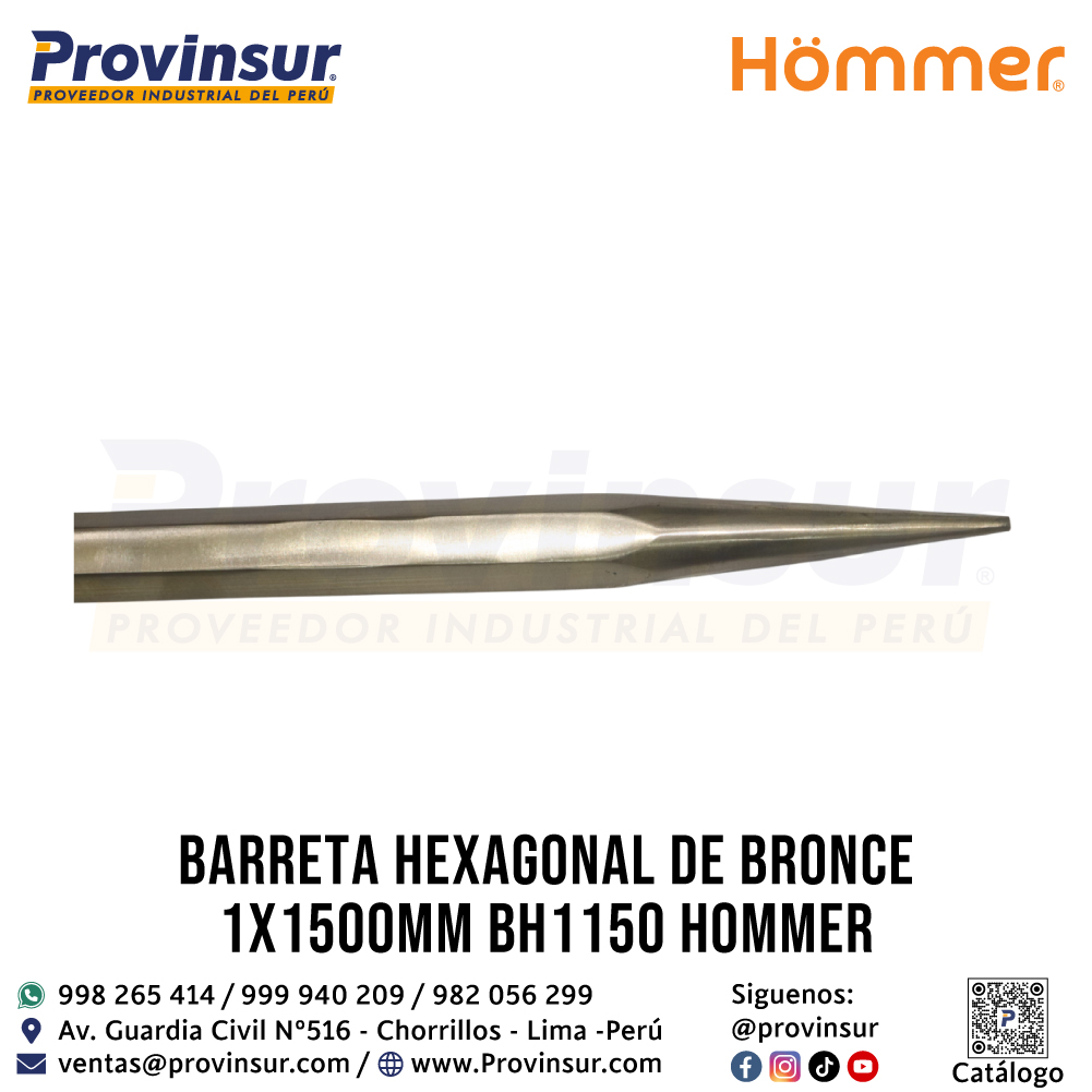 BARRETA HEXAGONAL DE BRONCE 1"X1500mm BH1150 HOMMER 2 BARRETA HEXAGONAL DE BRONCE 1"X1500mm BH1150 HOMMER