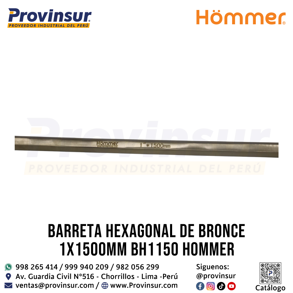 BARRETA HEXAGONAL DE BRONCE 1"X1500mm BH1150 HOMMER 3 BARRETA HEXAGONAL DE BRONCE 1"X1500mm BH1150 HOMMER