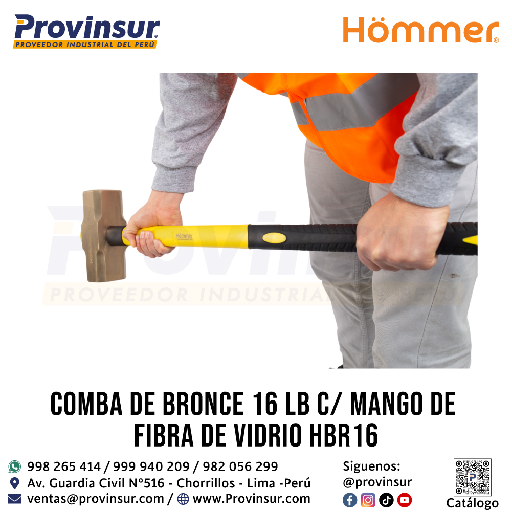 COMBA DE BRONCE 16 LB C/M FIBRA DE VIDRIO HBR16 HOMMER 1 COMBA DE BRONCE 16 LB C/M FIBRA DE VIDRIO HBR16 HOMMER