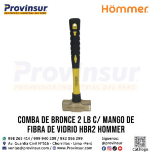 COMBA DE BRONCE 2 LB CON MANGO DE FIBRA DE VIDRIO HBR2 HOMMER – HERRAMIENTA ANTICHISPA SUPERIOR PARA INDUSTRIA