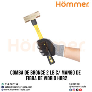 COMBA DE BRONCE 2 LB CON MANGO DE FIBRA DE VIDRIO HBR2 HOMMER – HERRAMIENTA ANTICHISPA SUPERIOR PARA INDUSTRIA