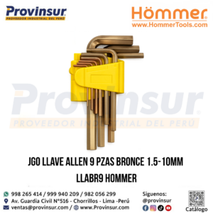 JGO LLAVE ALLEN 9 PZAS BRONCE 1.5-10MM LLABR9 HOMMER