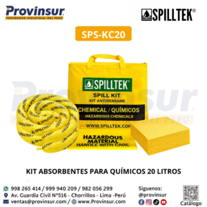 KIT ABSORBENTES PARA QUÍMICOS 20 LITROS SPS-KC20