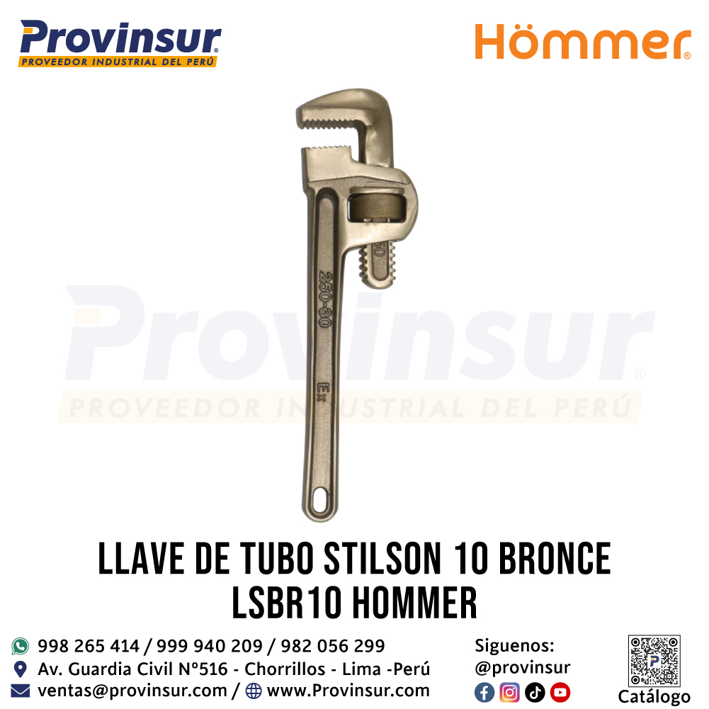LLAVE DE TUBO STILSON 10" BRONCE LSBR10 HOMMER 1 LLAVE DE TUBO STILSON 10" BRONCE LSBR10 HOMMER