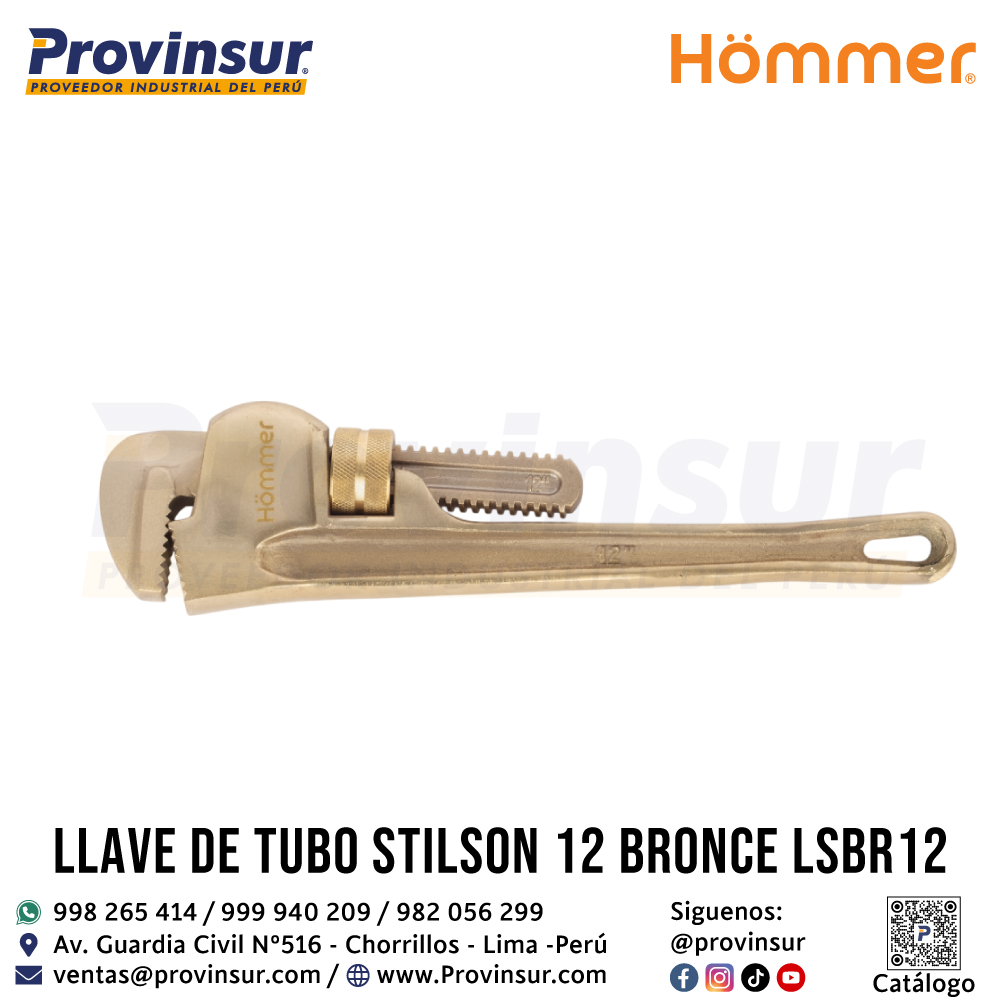 LLAVE DE TUBO STILSON 12" BRONCE LSBR12 HOMMER 1 LLAVE DE TUBO STILSON 12" BRONCE LSBR12 HOMMER