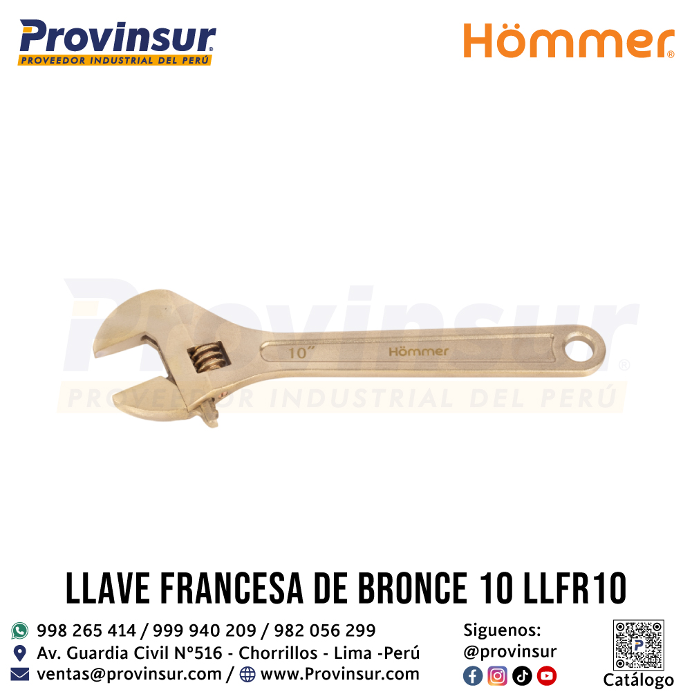LLAVE FRANCESA DE BRONCE 10" LLFR10 HOMMER 2 LLAVE FRANCESA DE BRONCE 10" LLFR10 HOMMER