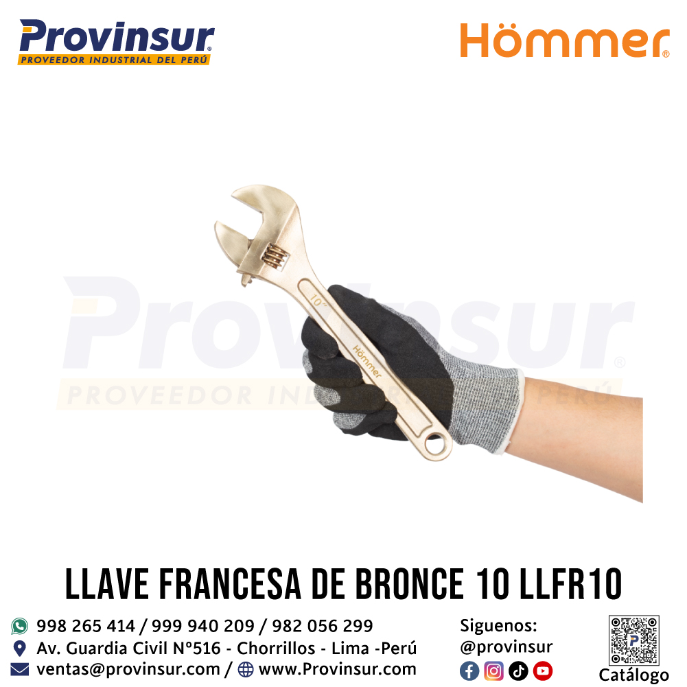 LLAVE FRANCESA DE BRONCE 10" LLFR10 HOMMER 1 LLAVE FRANCESA DE BRONCE 10" LLFR10 HOMMER