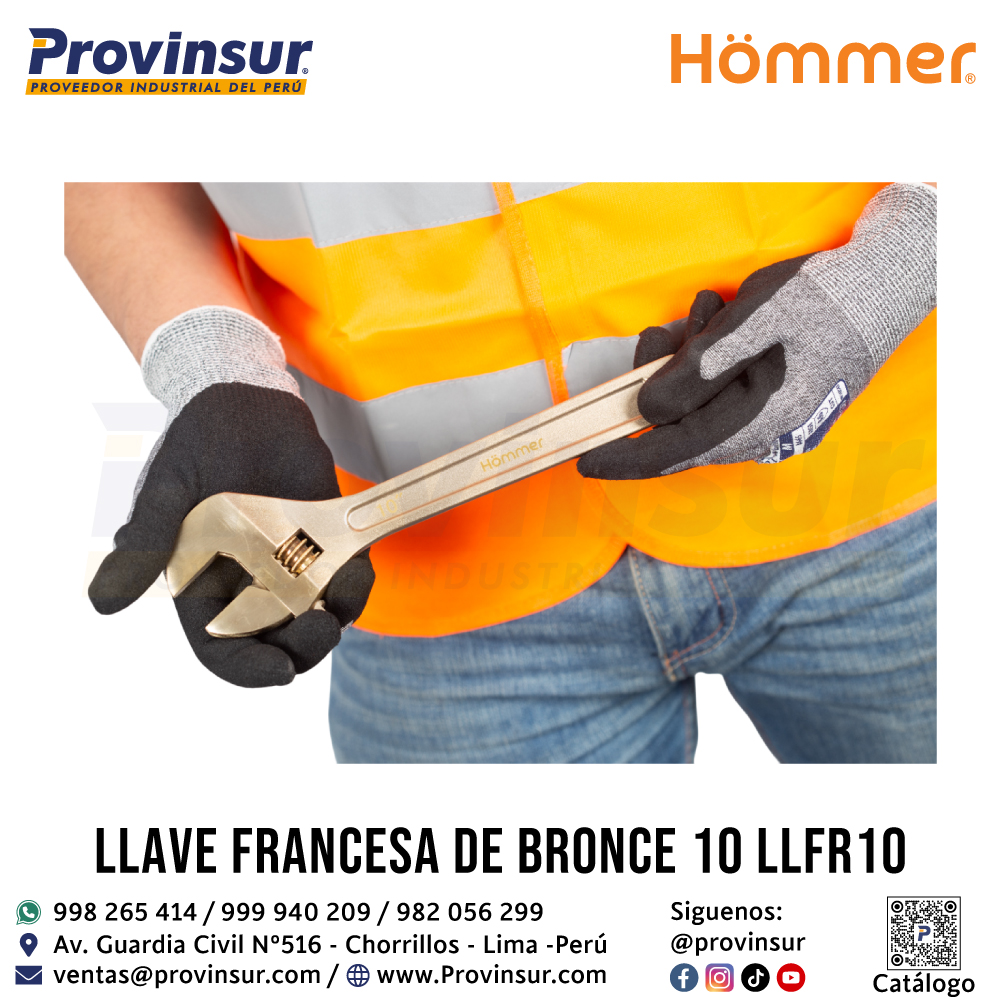LLAVE FRANCESA DE BRONCE 10" LLFR10 HOMMER 4 LLAVE FRANCESA DE BRONCE 10" LLFR10 HOMMER