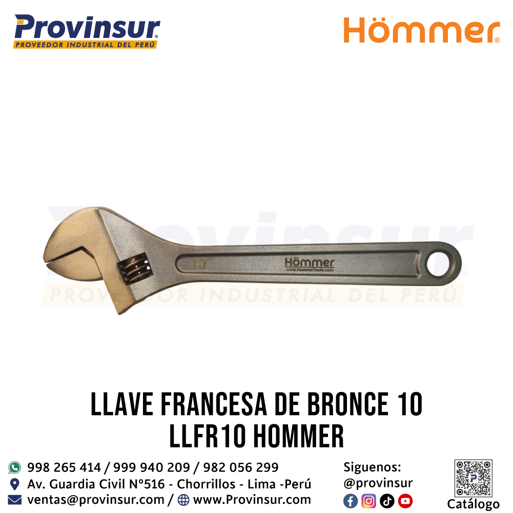 LLAVE FRANCESA DE BRONCE 10" LLFR10 HOMMER 3 LLAVE FRANCESA DE BRONCE 10" LLFR10 HOMMER