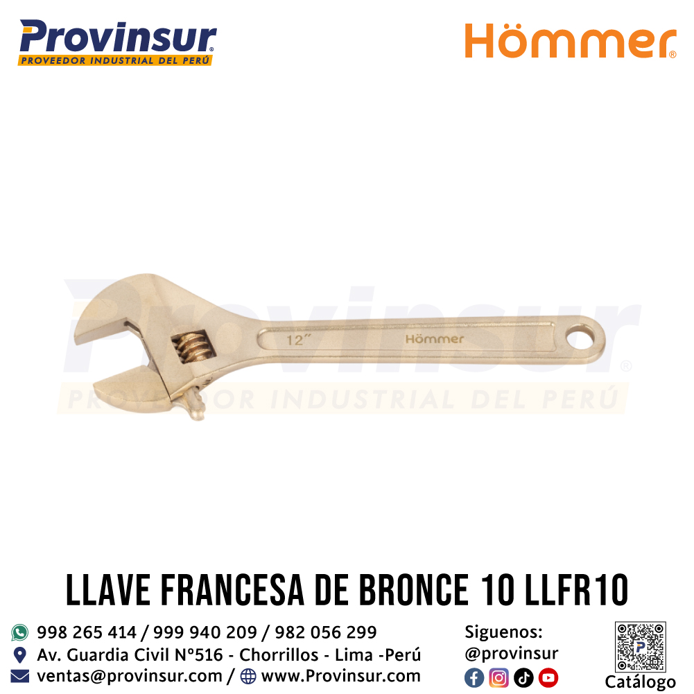 LLAVE FRANCESA DE BRONCE 12" LLFR12 HOMMER 2 LLAVE FRANCESA DE BRONCE 12" LLFR12 HOMMER