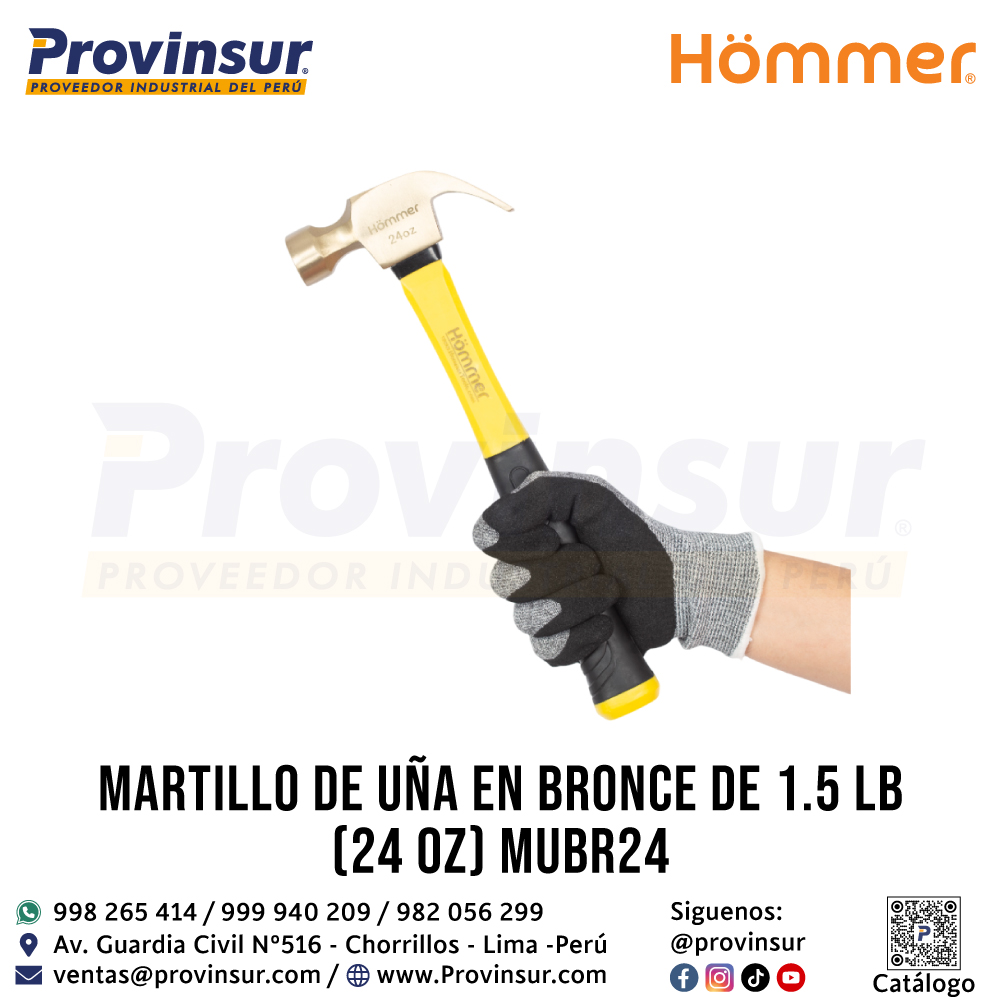 MARTILLO DE UÑA EN BRONCE DE 1.5 LB (24 Oz) MUBR24 1 MARTILLO DE UÑA EN BRONCE DE 1.5 LB (24 Oz) MUBR24