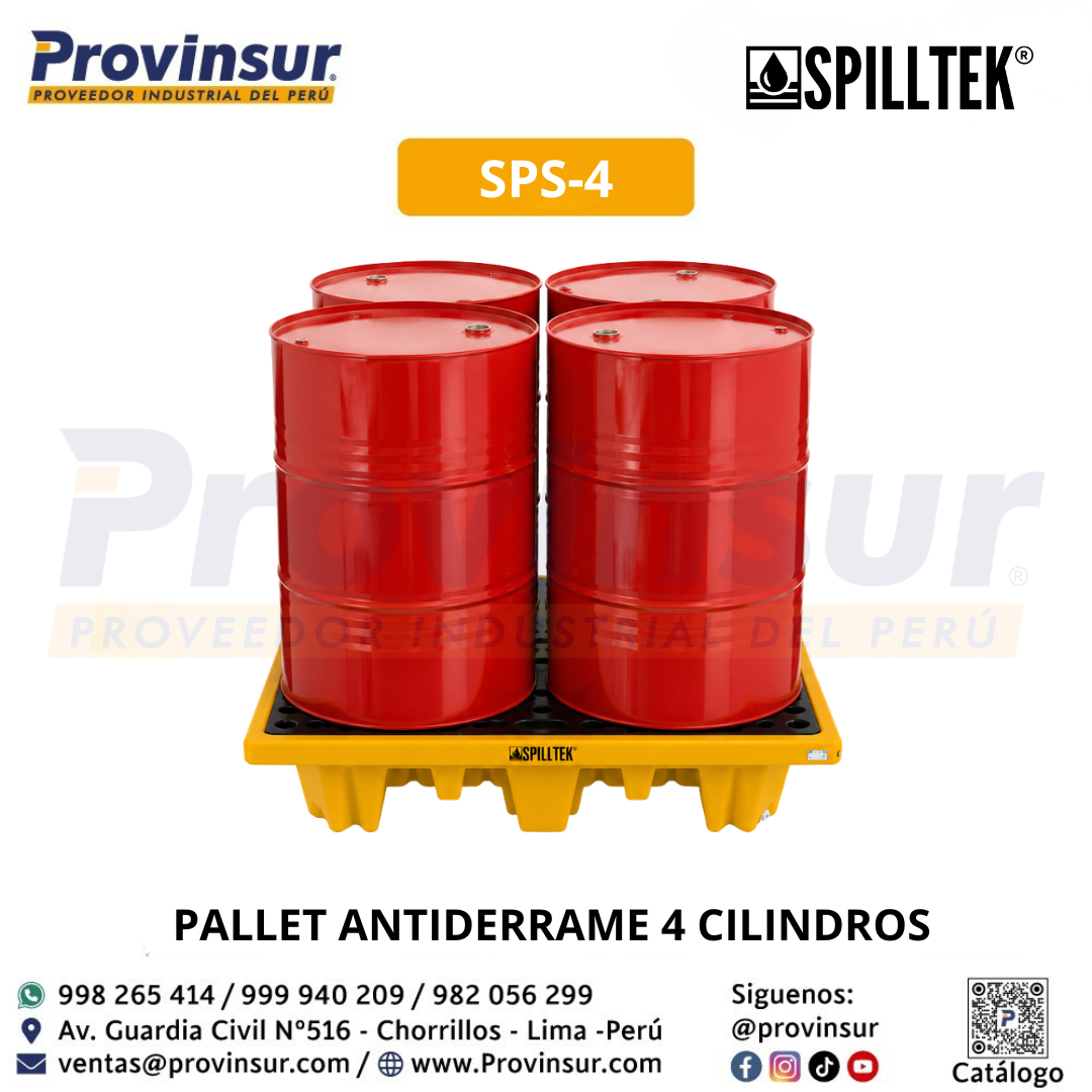 PALLET ANTIDERRAME 4 CILINDROS SPS-4 SPILLTEK 4 PALLET ANTIDERRAME 4 CILINDROS SPS-4 SPILLTEK