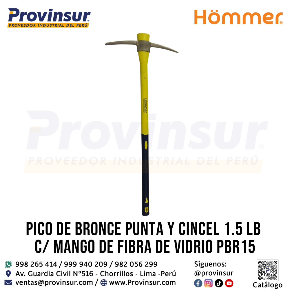 PICO DE BRONCE PUNTA Y CINCEL 1 1/2 LB C/MANGO DE FIBRA DE VIDRIO PBR15 HOMMER 1 PICO DE BRONCE PUNTA Y CINCEL 1 1/2 LB C/MANGO DE FIBRA DE VIDRIO PBR15 HOMMER
