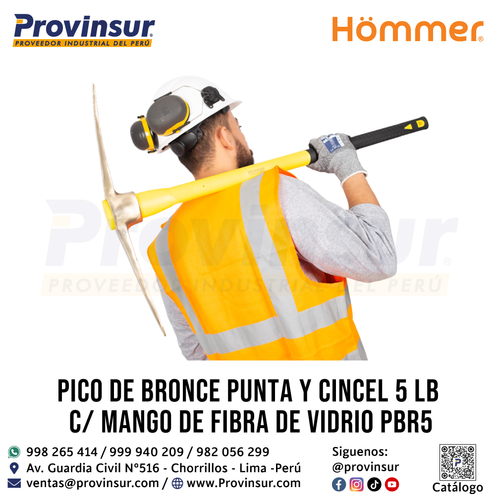 PICO DE BRONCE PUNTA Y CINCEL 5 LB C/ MANGO DE FIBRA DE VIDRIO PBR5 HOMMER 2 PICO DE BRONCE PUNTA Y CINCEL 5 LB C/ MANGO DE FIBRA DE VIDRIO PBR5 HOMMER