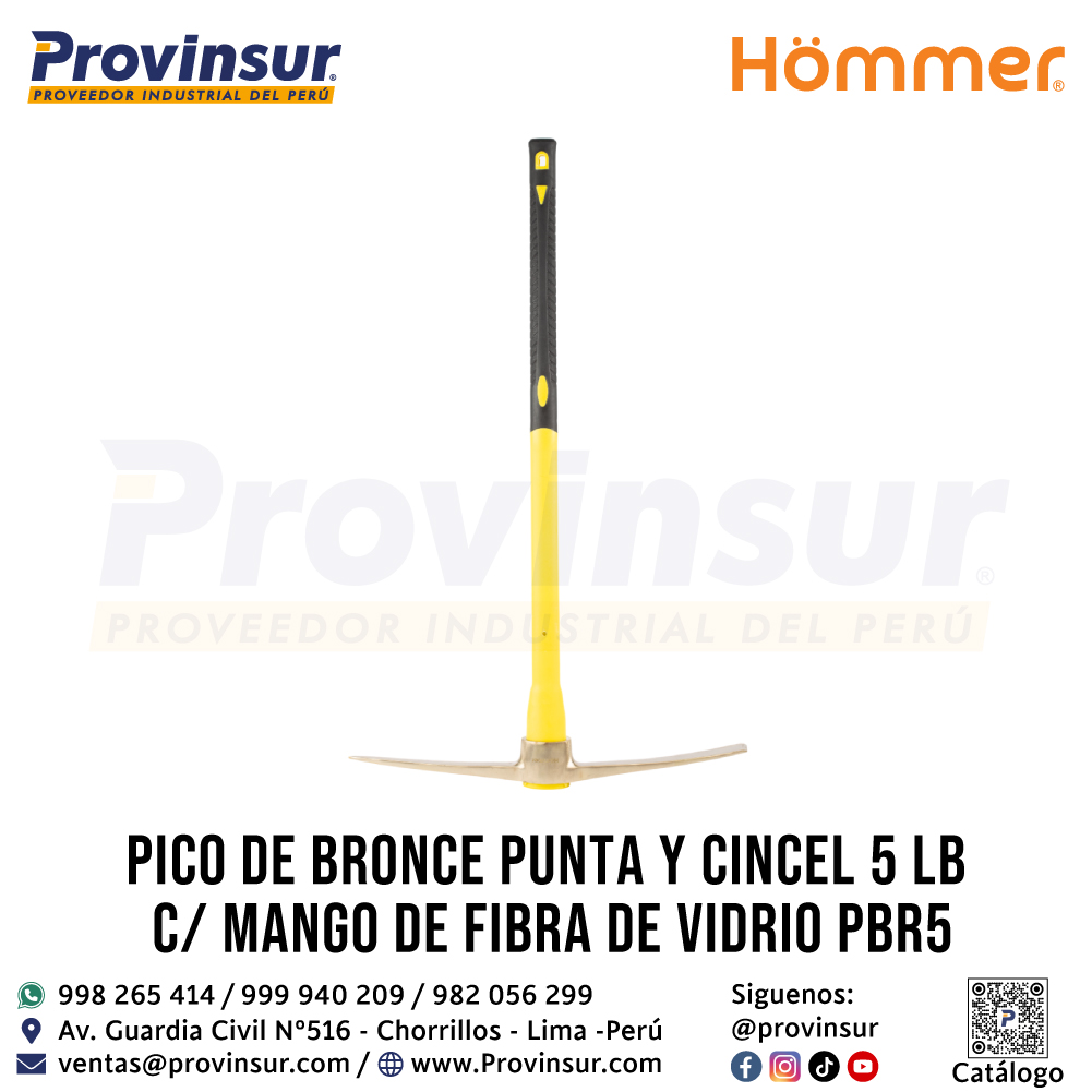 PICO DE BRONCE PUNTA Y CINCEL 5 LB C/ MANGO DE FIBRA DE VIDRIO PBR5 HOMMER 1 PICO DE BRONCE PUNTA Y CINCEL 5 LB C/ MANGO DE FIBRA DE VIDRIO PBR5 HOMMER