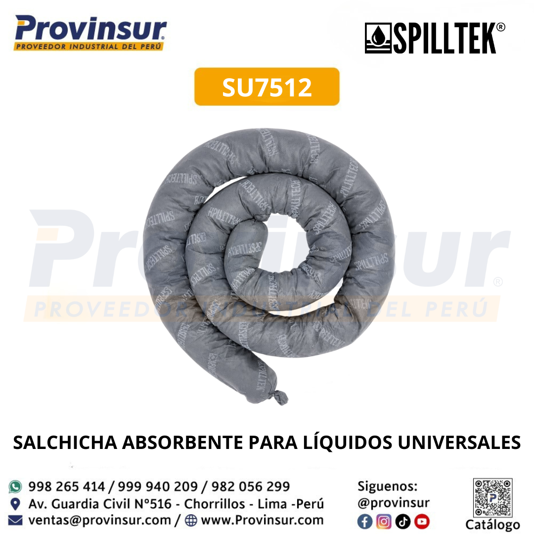 SALCHICHA ABSORBENTE PARA LÍQUIDOS UNIVERSALES SU7512 SPILLTEK 1 SALCHICHA ABSORBENTE PARA LÍQUIDOS UNIVERSALES SU7512 SPILLTEK